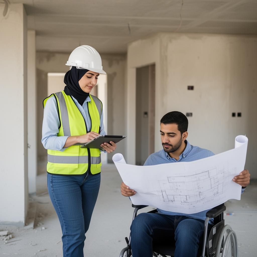 Property managers reviewing plans together on a building inspection